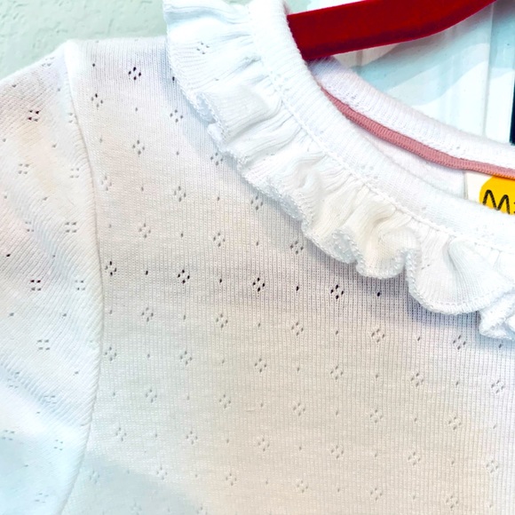 NEW Mini Boden White Eyelet Ruffle Trim Short Sleeve Top Size 6-7Y - Picture 7 of 9
